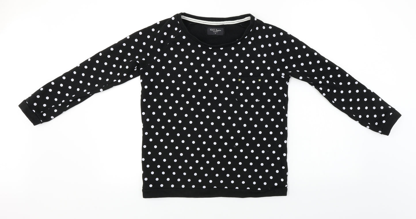 House  Womens Black Polka Dot  Pullover Jumper Size S