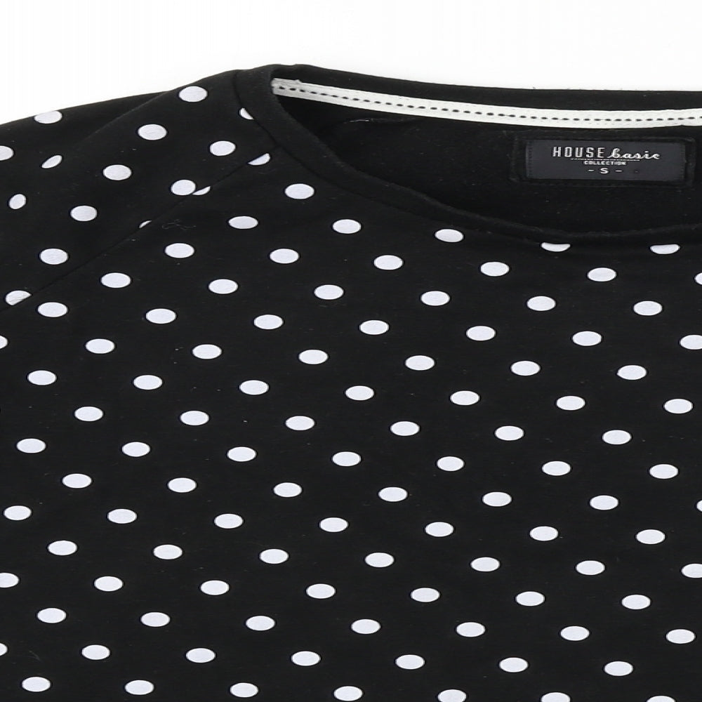 House  Womens Black Polka Dot  Pullover Jumper Size S