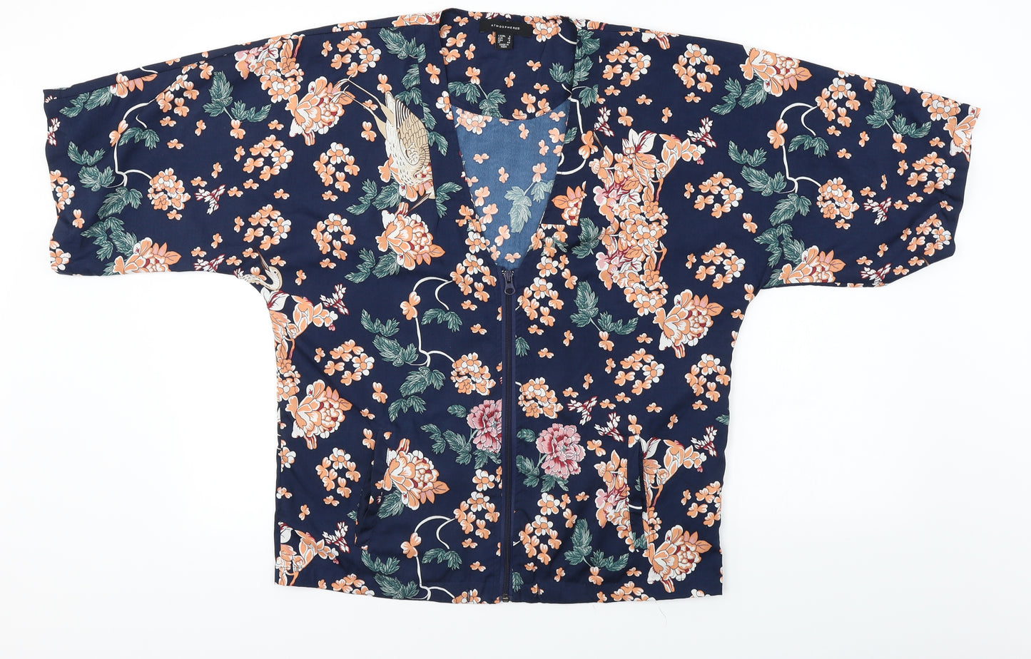 Atmosphere  Womens Blue Floral  Jacket Coat Size 8