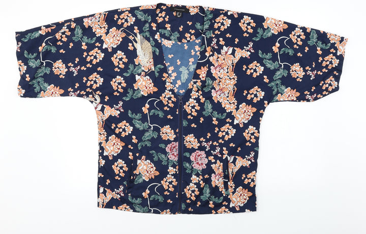 Atmosphere  Womens Blue Floral  Jacket Coat Size 8