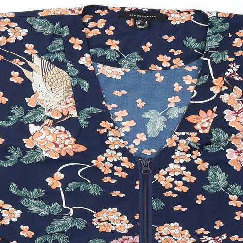 Atmosphere  Womens Blue Floral  Jacket Coat Size 8