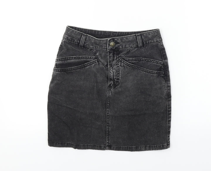 Topshop Womens Black A-Line Skirt Size 8