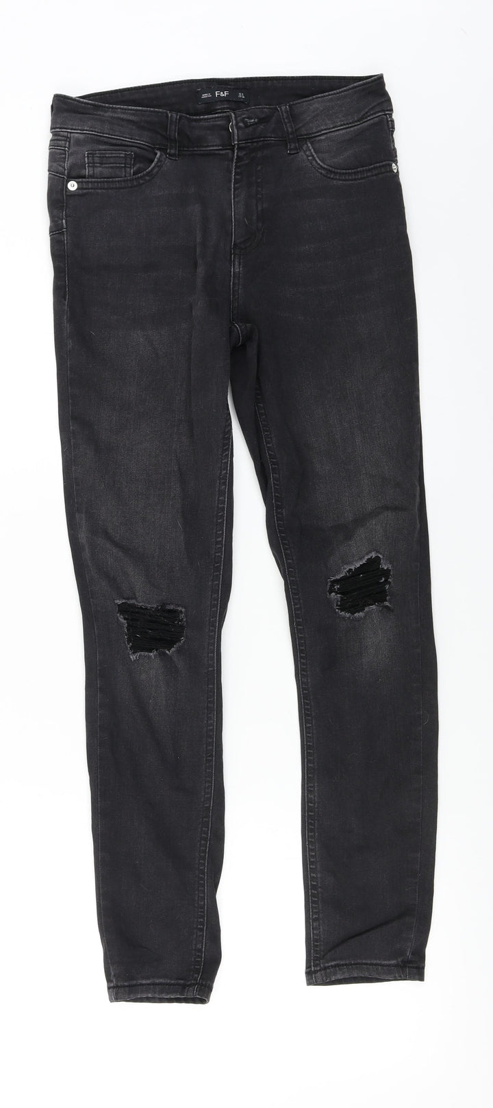 F&F Womens Black Skinny Jeans Size 8 L25 in