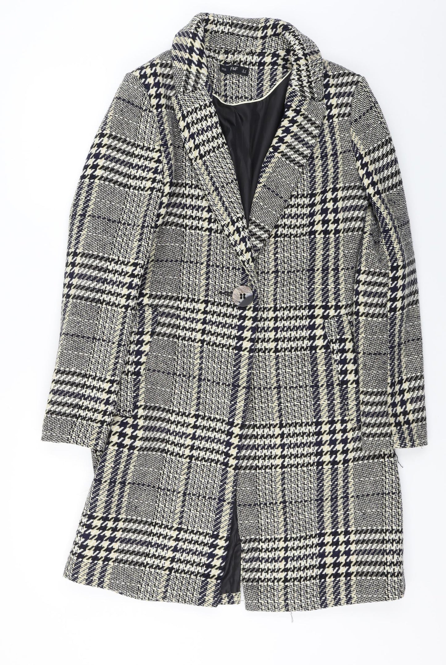 F&F  Womens Beige Check  Jacket Coat Size 8