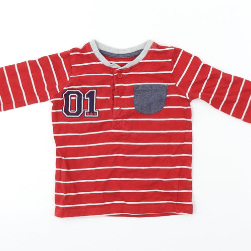 George  Boys Red Striped  Basic T-Shirt Size 6-9 Months