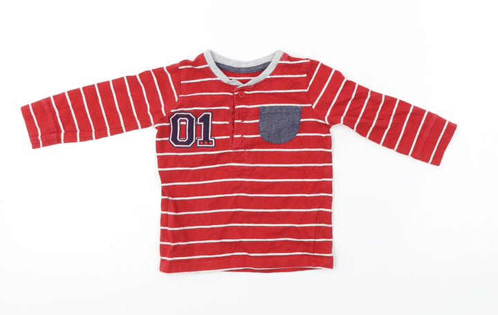 George  Boys Red Striped  Basic T-Shirt Size 6-9 Months