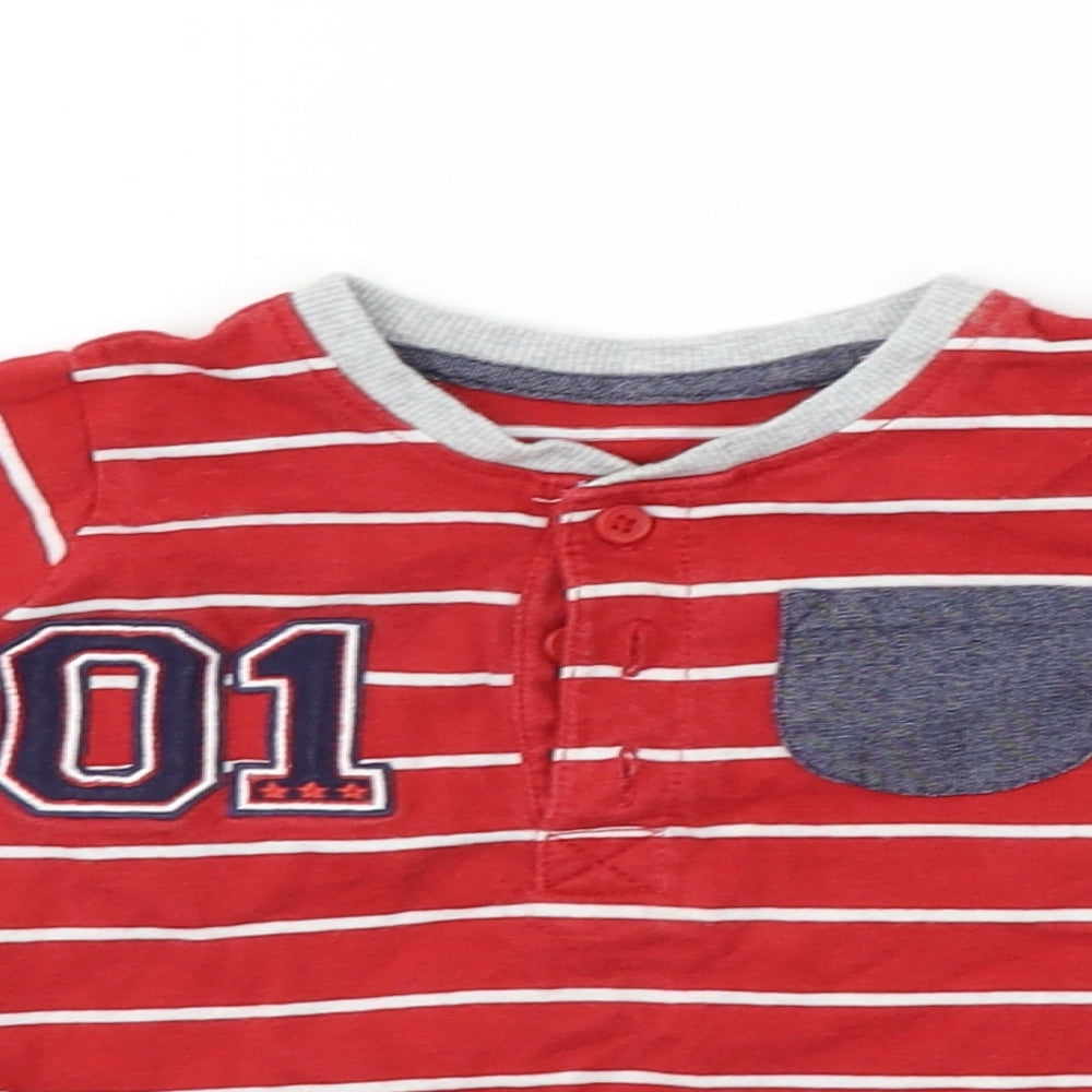 George  Boys Red Striped  Basic T-Shirt Size 6-9 Months