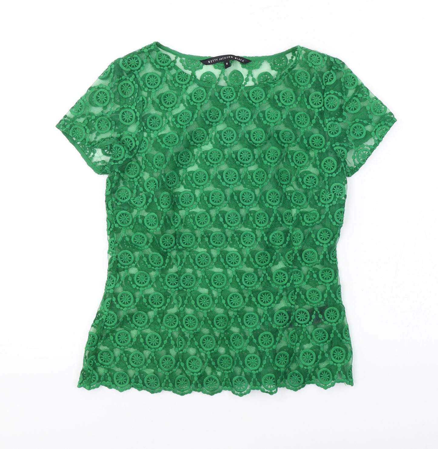 Betty Jackson  Womens Green Floral  Basic Blouse Size 8
