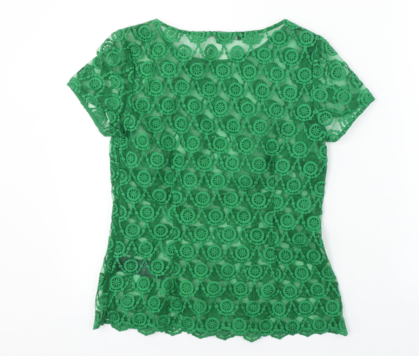 Betty Jackson  Womens Green Floral  Basic Blouse Size 8