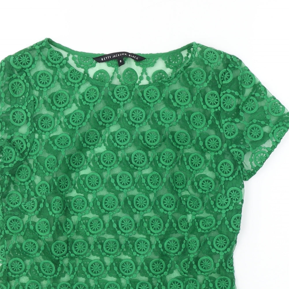 Betty Jackson  Womens Green Floral  Basic Blouse Size 8