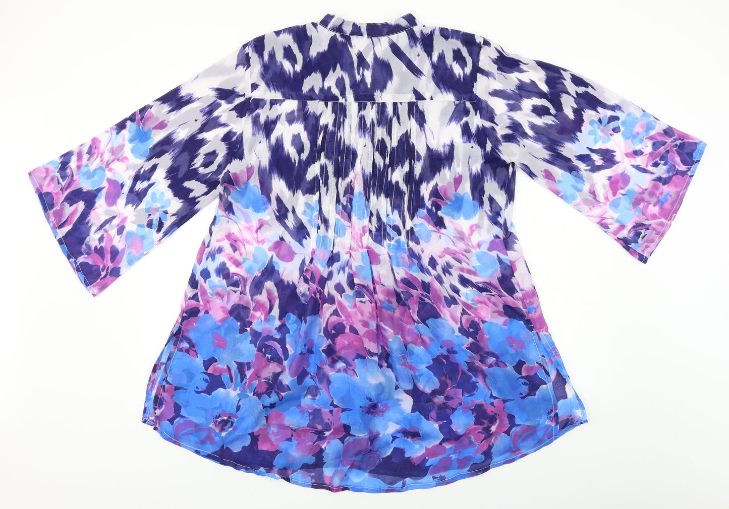 long beach  Womens Blue Animal Print  Basic Blouse Size L