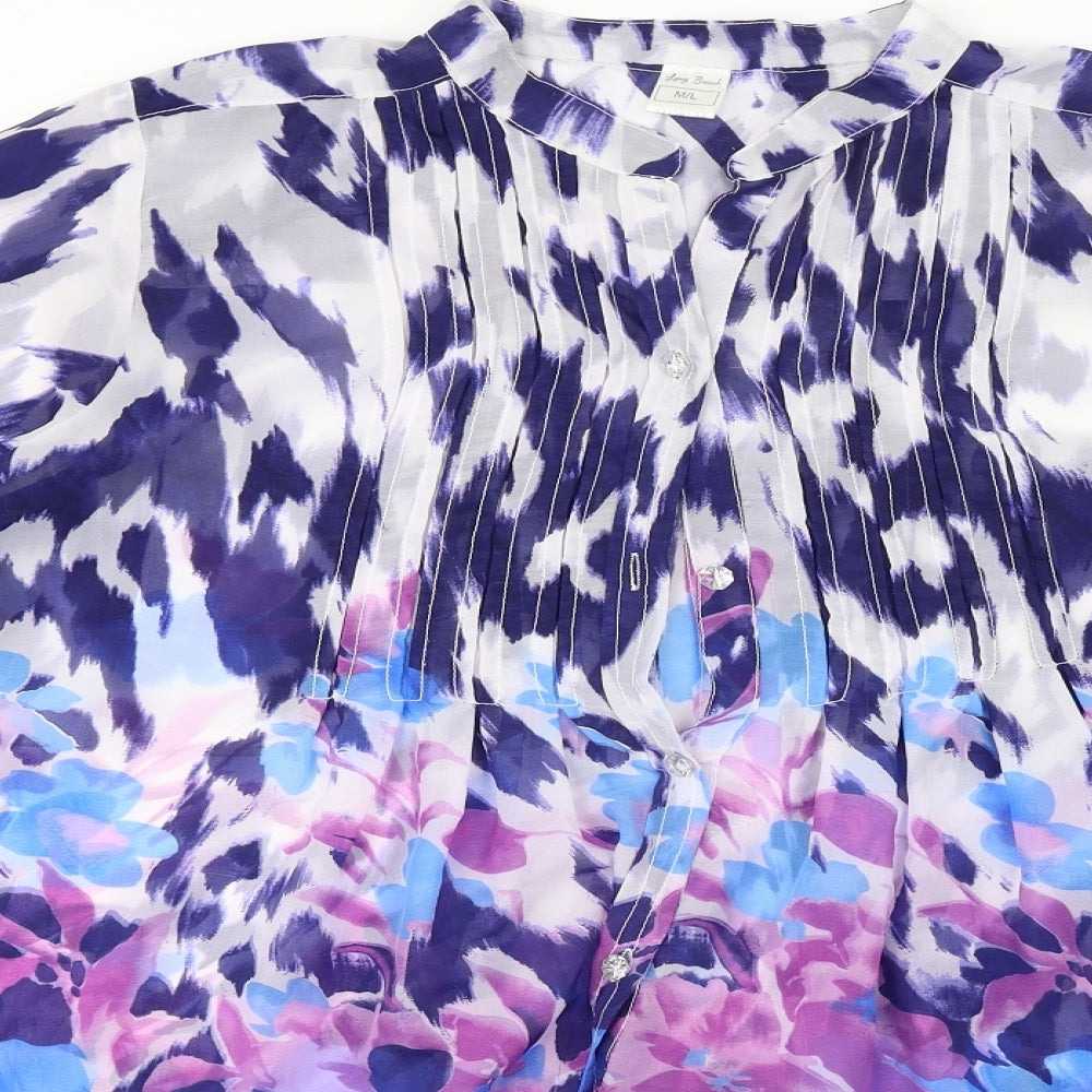 long beach  Womens Blue Animal Print  Basic Blouse Size L