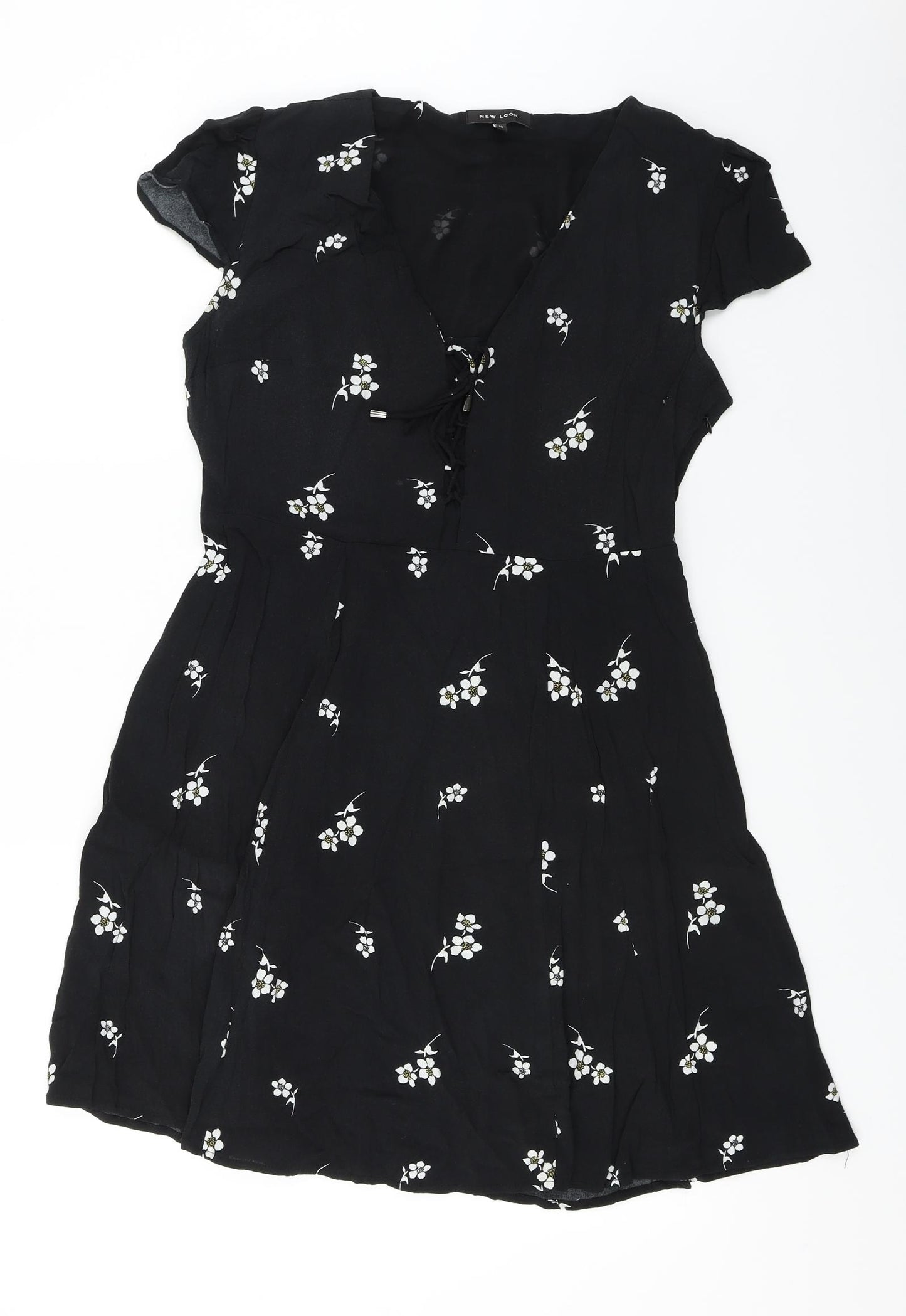 New Look  Womens Black Floral  A-Line  Size 12