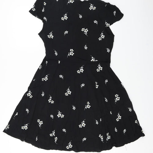 New Look  Womens Black Floral  A-Line  Size 12