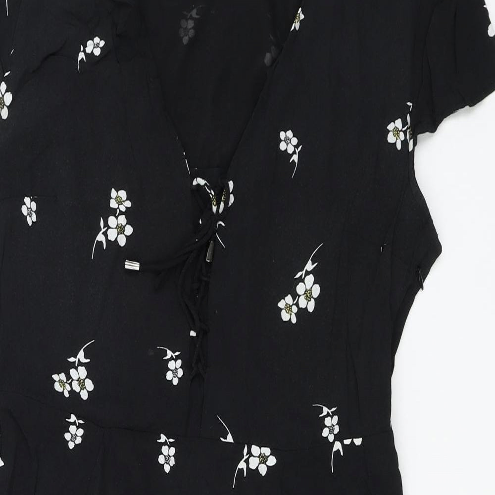 New Look  Womens Black Floral  A-Line  Size 12