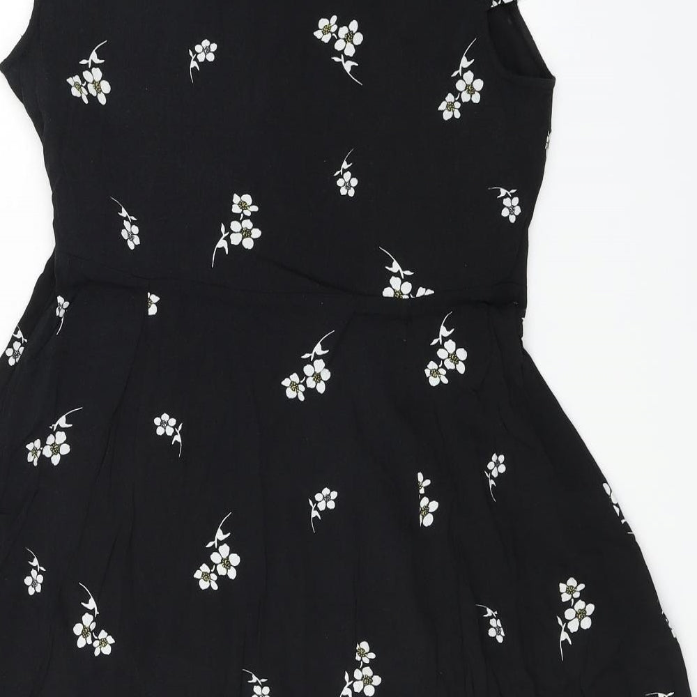 New Look  Womens Black Floral  A-Line  Size 12