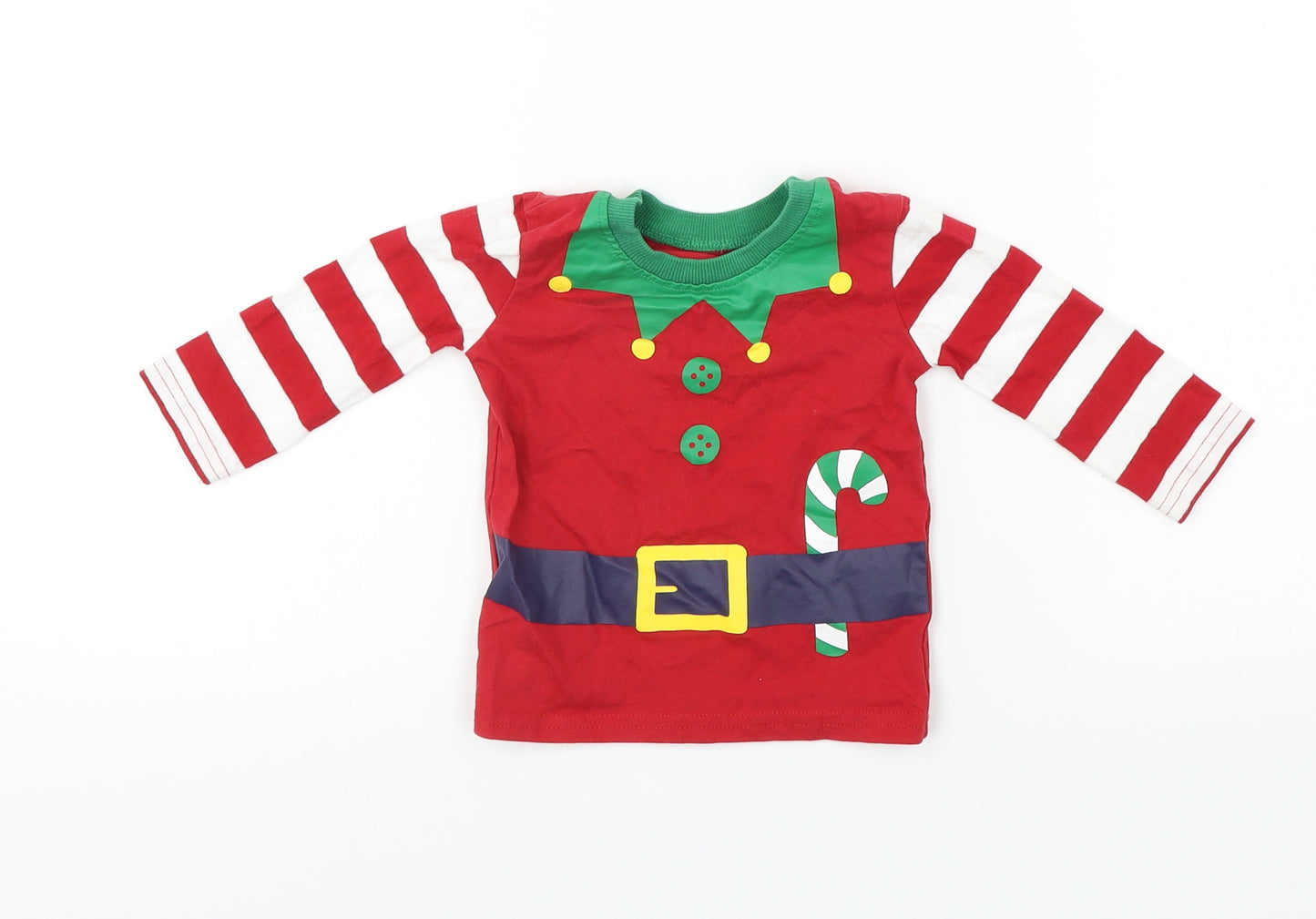 George  Boys Red Striped  Basic Tank Size 6-9 Months  - Christmas Jumper