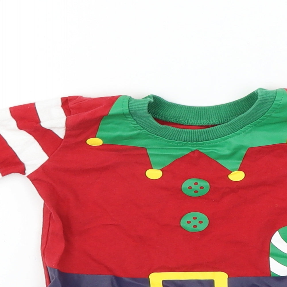 George  Boys Red Striped  Basic Tank Size 6-9 Months  - Christmas Jumper