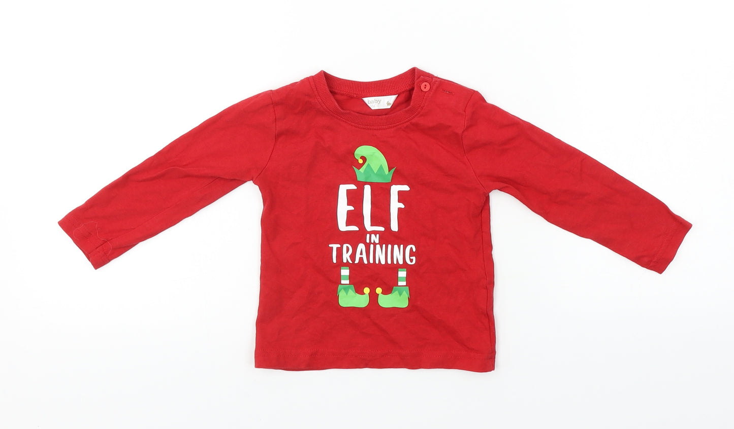 M&Co Baby Red   Basic T-Shirt Size 12-18 Months  - Christmas T Shirt