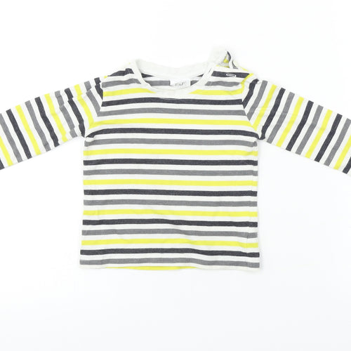F&F  Boys White Striped  Basic T-Shirt Size 6-9 Months