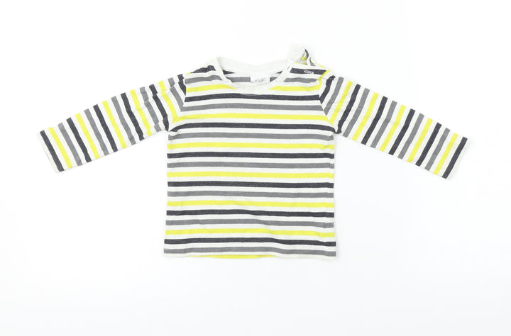 F&F  Boys White Striped  Basic T-Shirt Size 6-9 Months