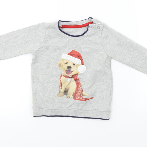 George  Boys Grey   Pullover Jumper Size 9-12 Months  - Christmas Jumper