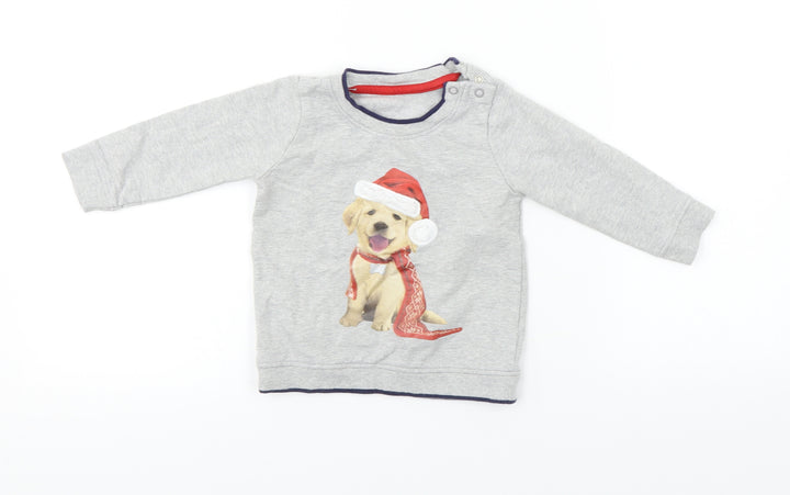 George Boys Grey Pullover Jumper Size 9-12 Months - Christmas Jumper
