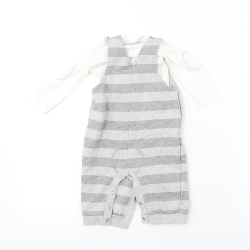 George  Boys Grey Striped  Babygrow One-Piece Size 3-6 Months