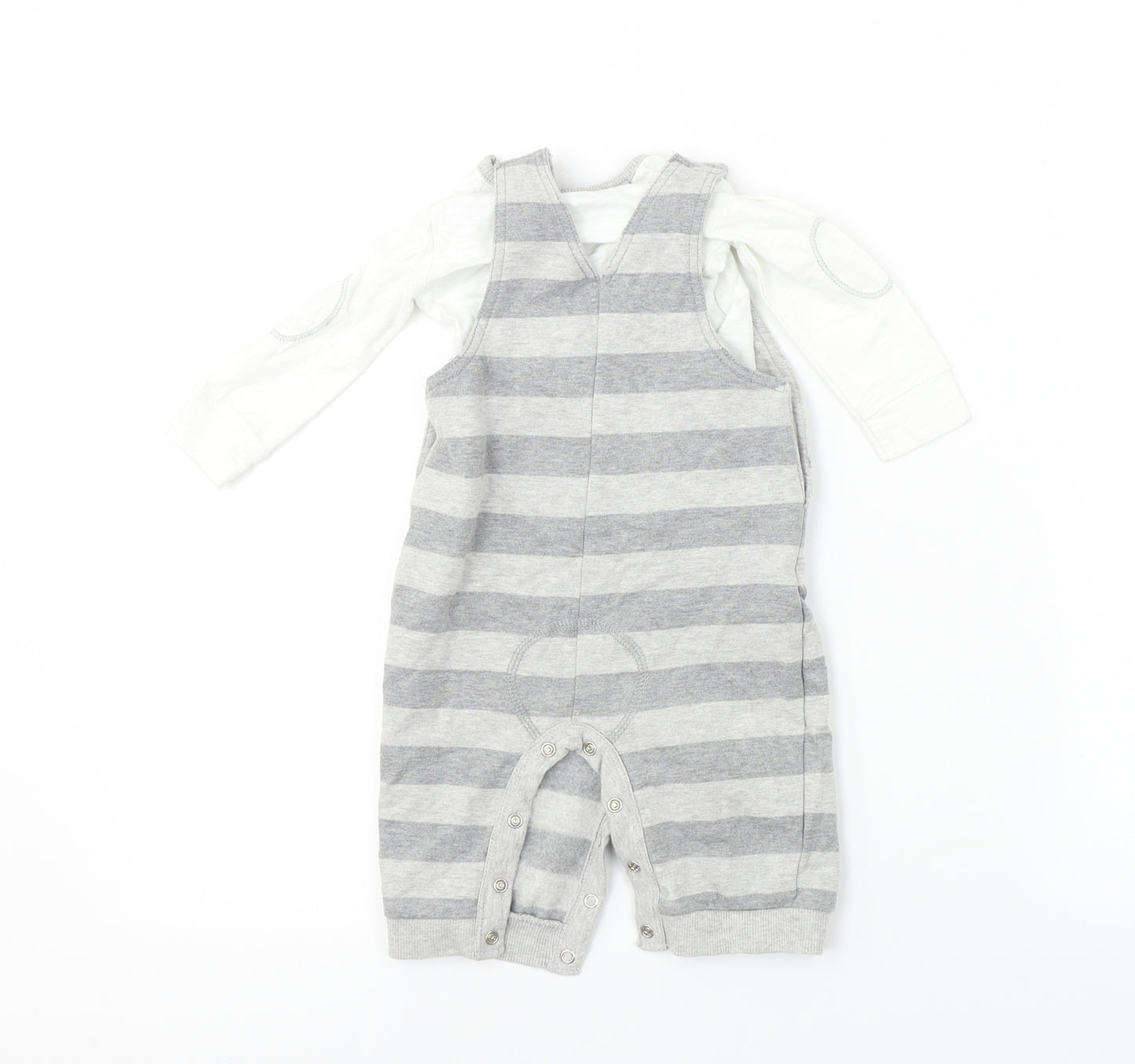 George  Boys Grey Striped  Babygrow One-Piece Size 3-6 Months