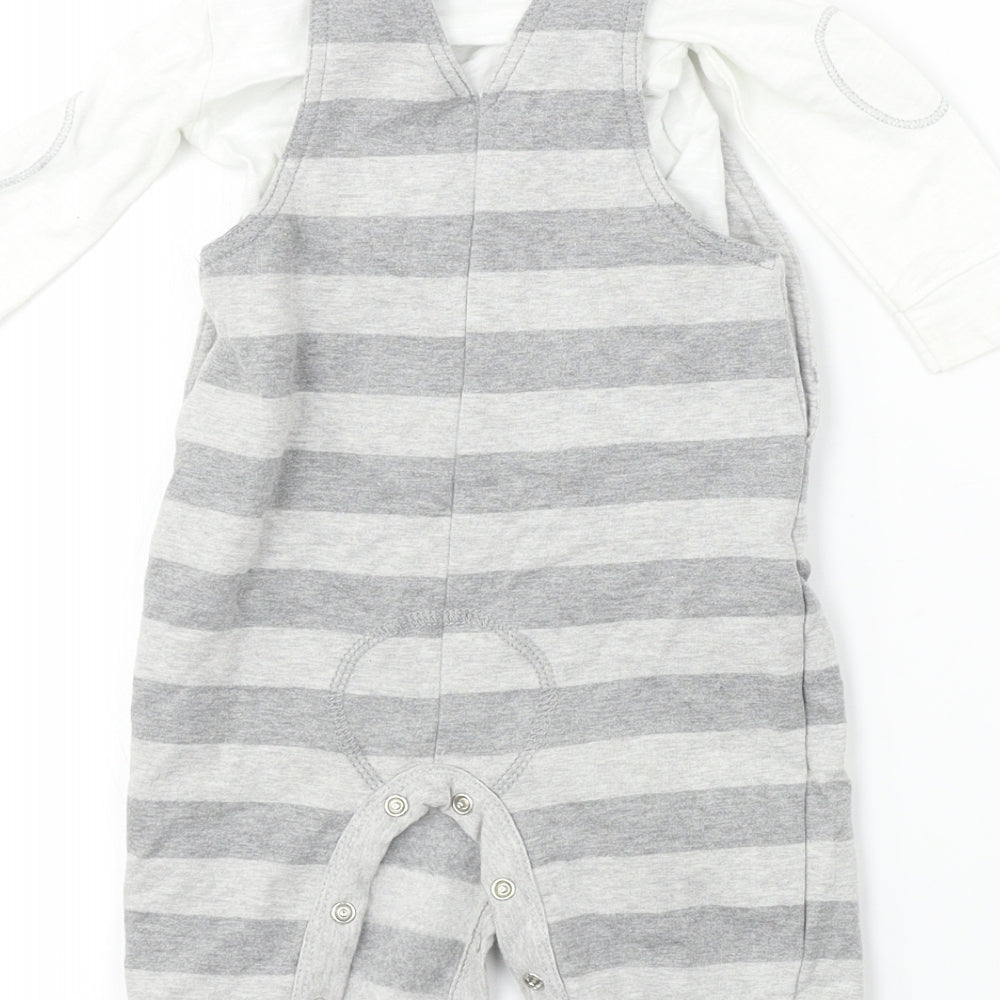 George  Boys Grey Striped  Babygrow One-Piece Size 3-6 Months