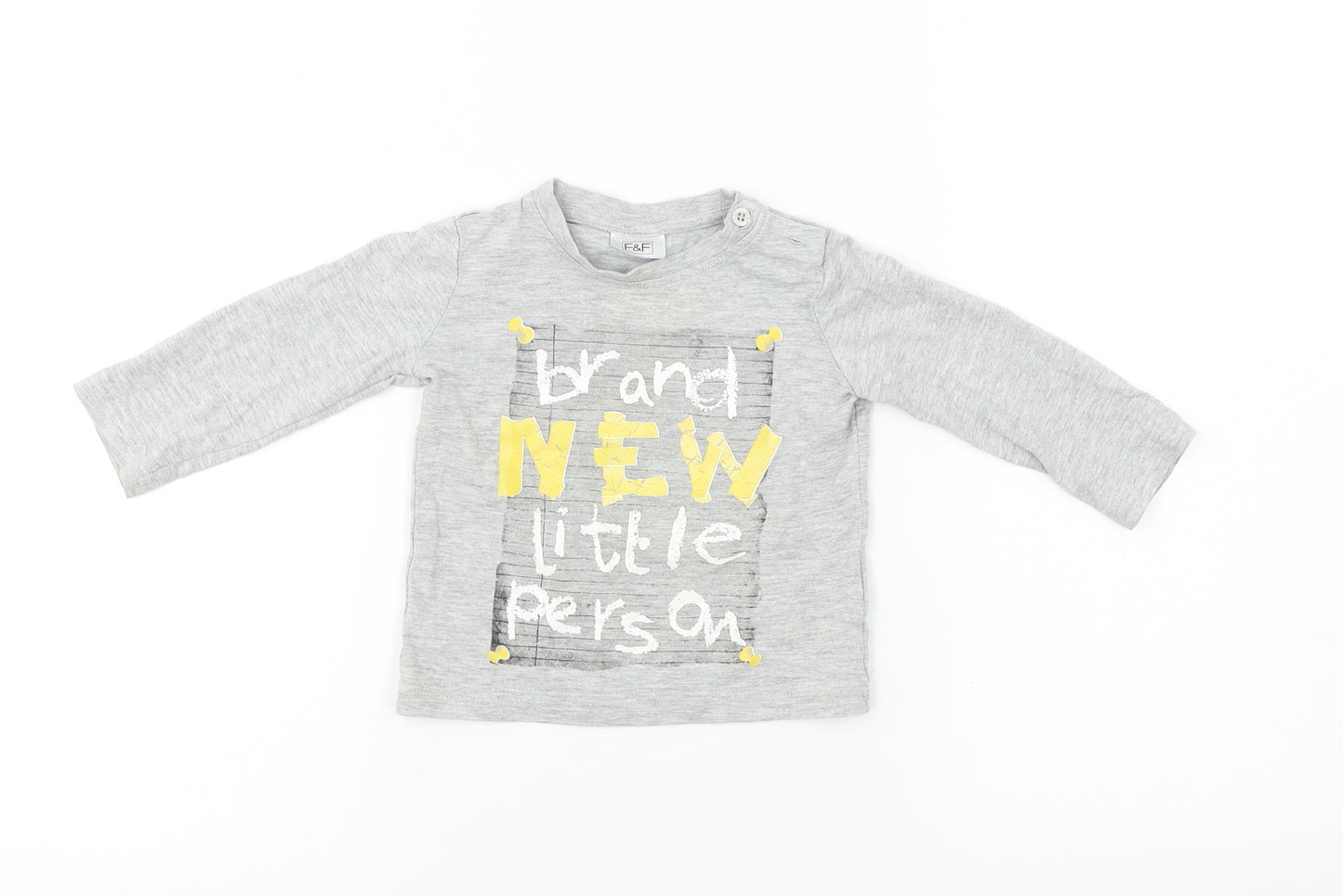 F&F  Boys Grey   Basic T-Shirt Size 3-6 Months