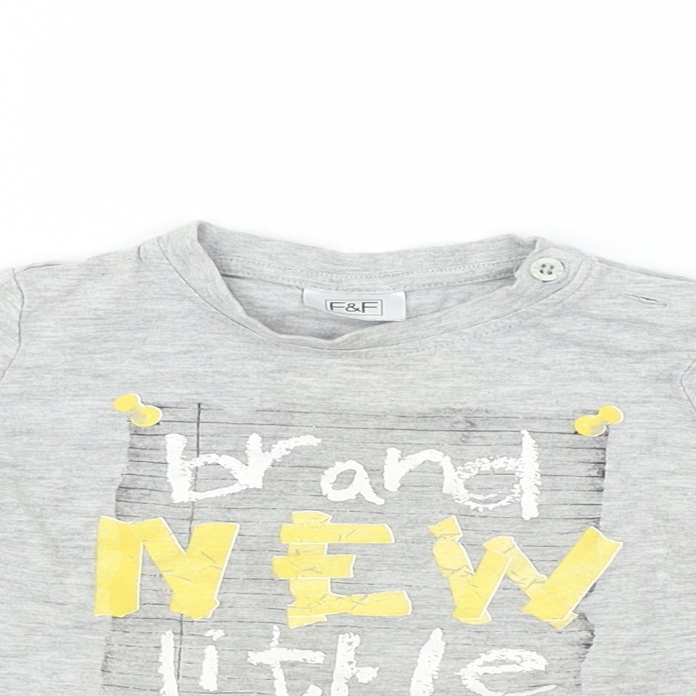 F&F  Boys Grey   Basic T-Shirt Size 3-6 Months