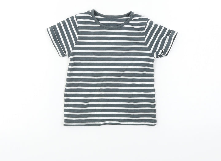 TU Boys Grey Striped Basic T-Shirt Size 9-12 Months