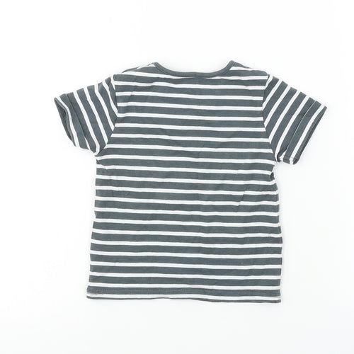 TU Boys Grey Striped  Basic T-Shirt Size 9-12 Months