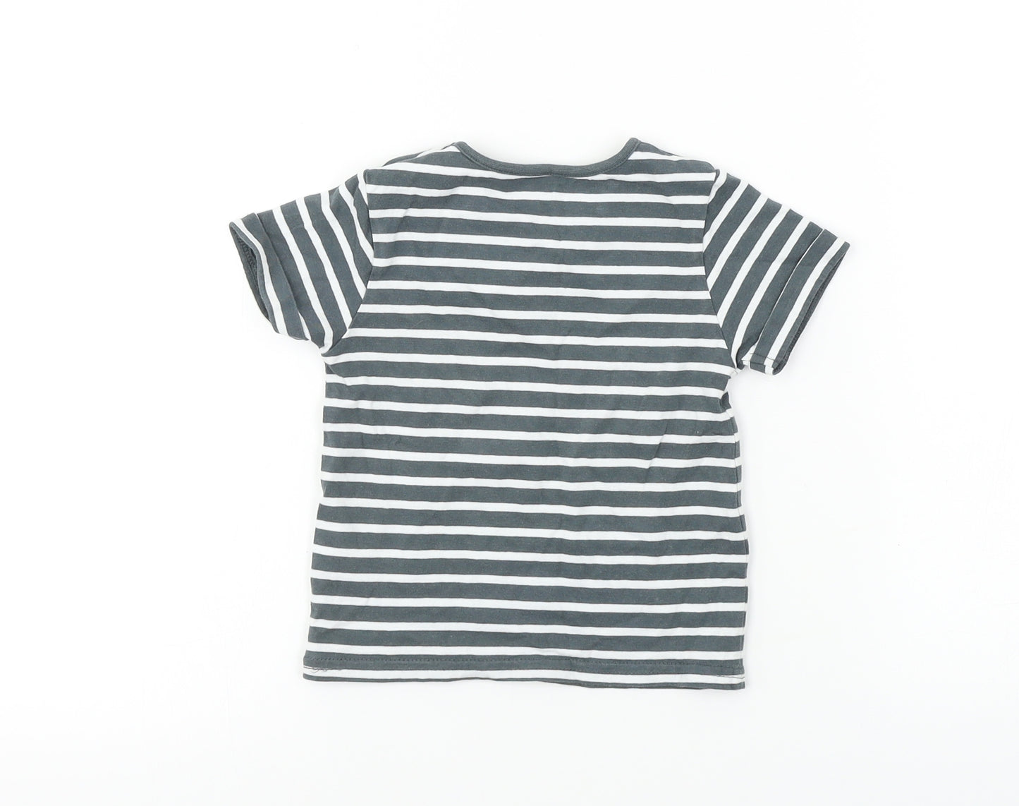 TU Boys Grey Striped  Basic T-Shirt Size 9-12 Months