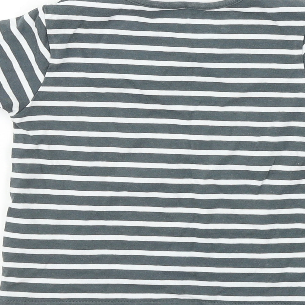 TU Boys Grey Striped  Basic T-Shirt Size 9-12 Months