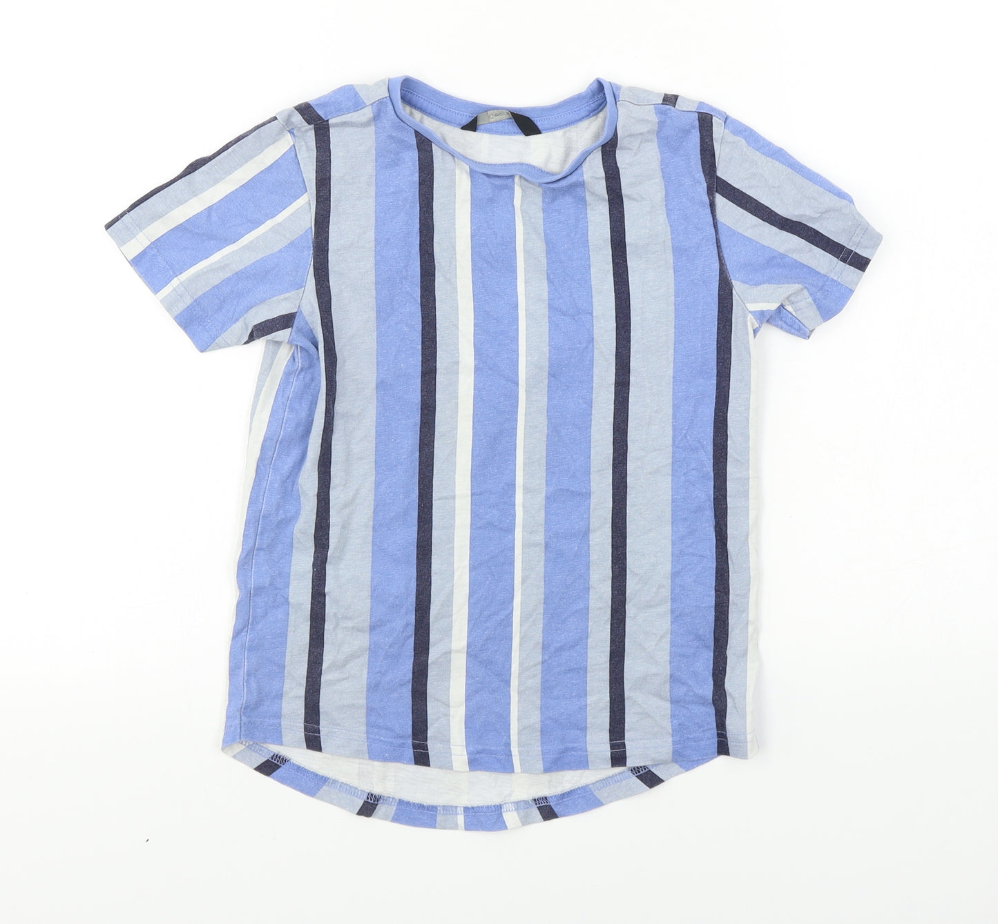 George  Boys Blue Striped  Basic T-Shirt Size 6-7 Years