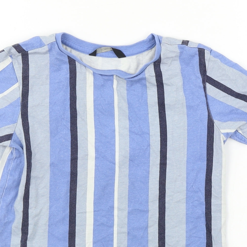George  Boys Blue Striped  Basic T-Shirt Size 6-7 Years