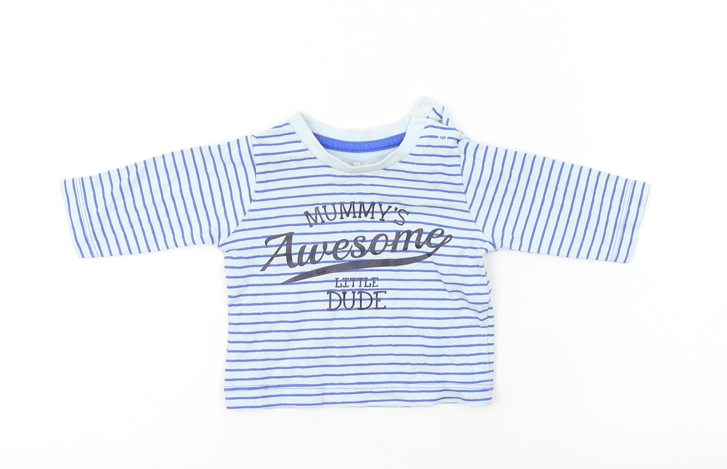 Nutmeg  Boys Blue Striped  Basic T-Shirt Size Newborn