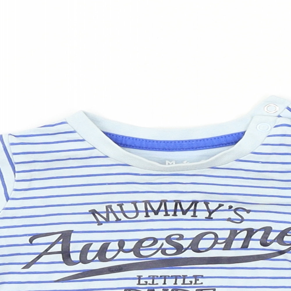 Nutmeg  Boys Blue Striped  Basic T-Shirt Size Newborn