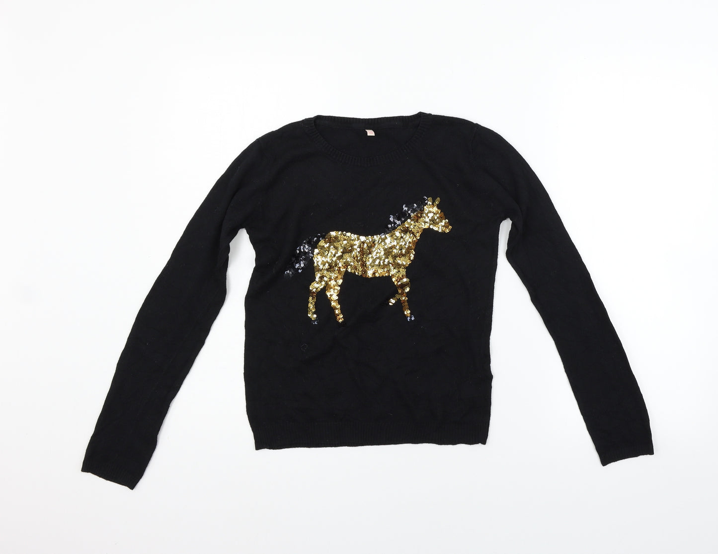 Marks and Spencer Girls Black   Pullover Jumper Size 11-12 Years  - sequin