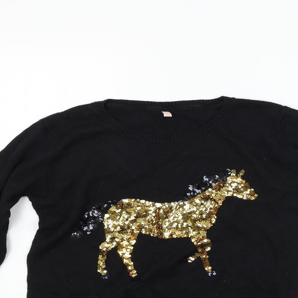 Marks and Spencer Girls Black   Pullover Jumper Size 11-12 Years  - sequin
