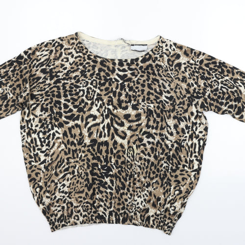 Preworn Womens Beige Animal Print  Pullover Jumper Size L
