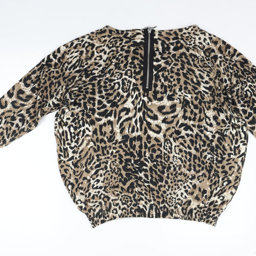 Preworn Womens Beige Animal Print  Pullover Jumper Size L