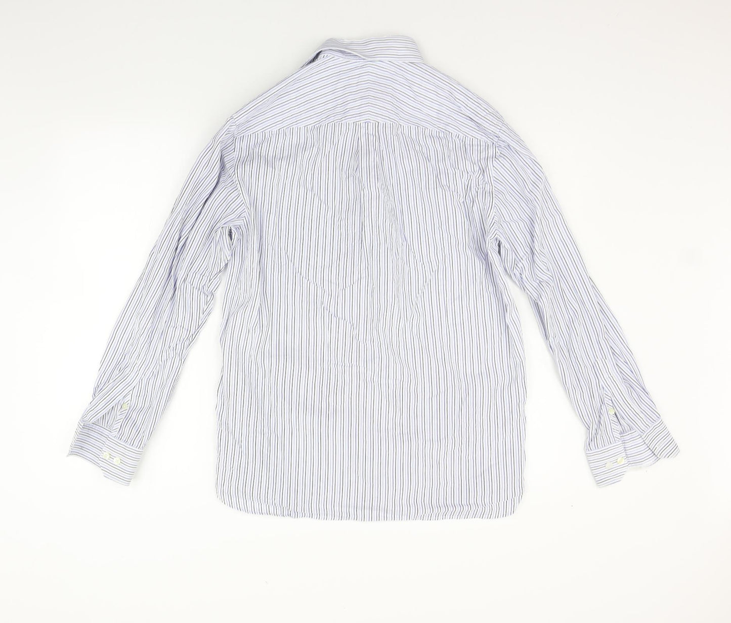 Howick Tailored Mens Blue Striped   Button-Up Size 15.5