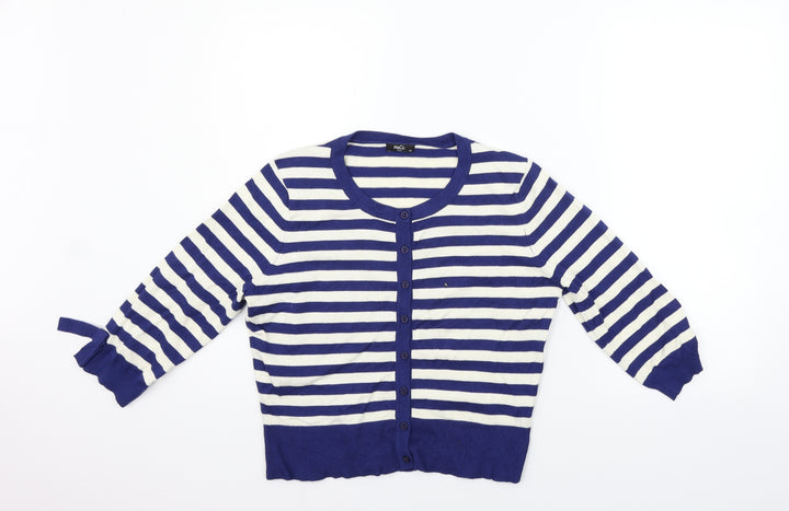 M&Co Womens Blue Striped  Pullover Jumper Size 14