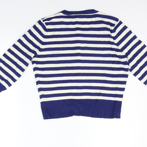 M&Co Womens Blue Striped  Pullover Jumper Size 14