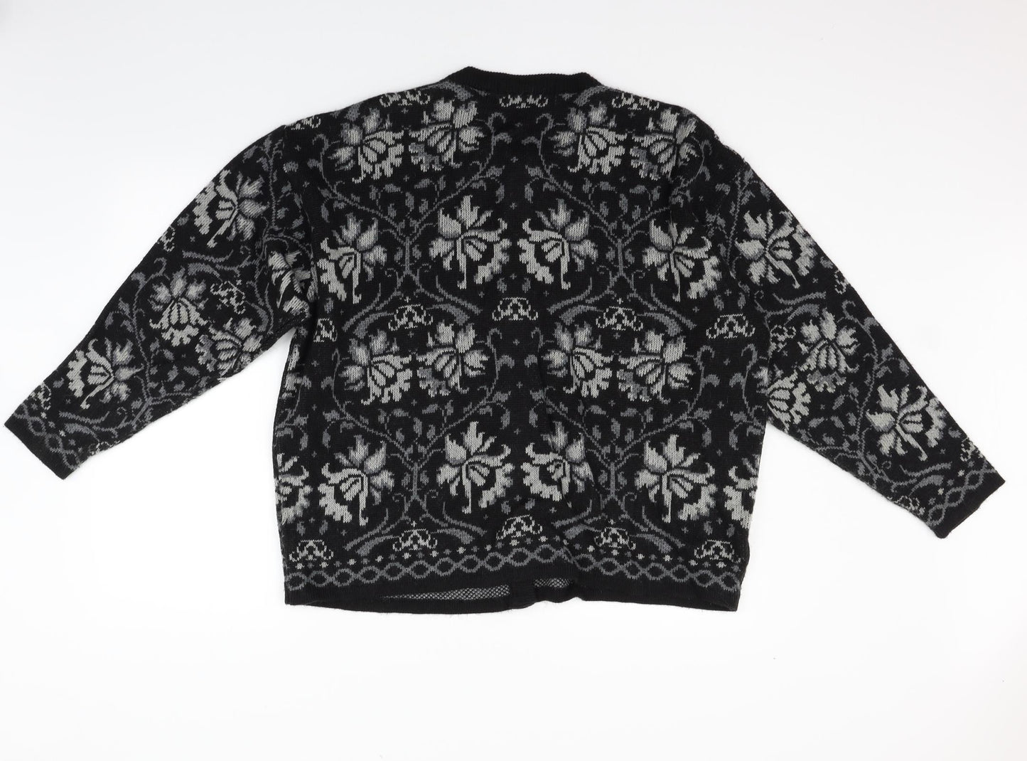 ST MICHAEL Womens Grey Geometric  Cardigan Jumper Size 20