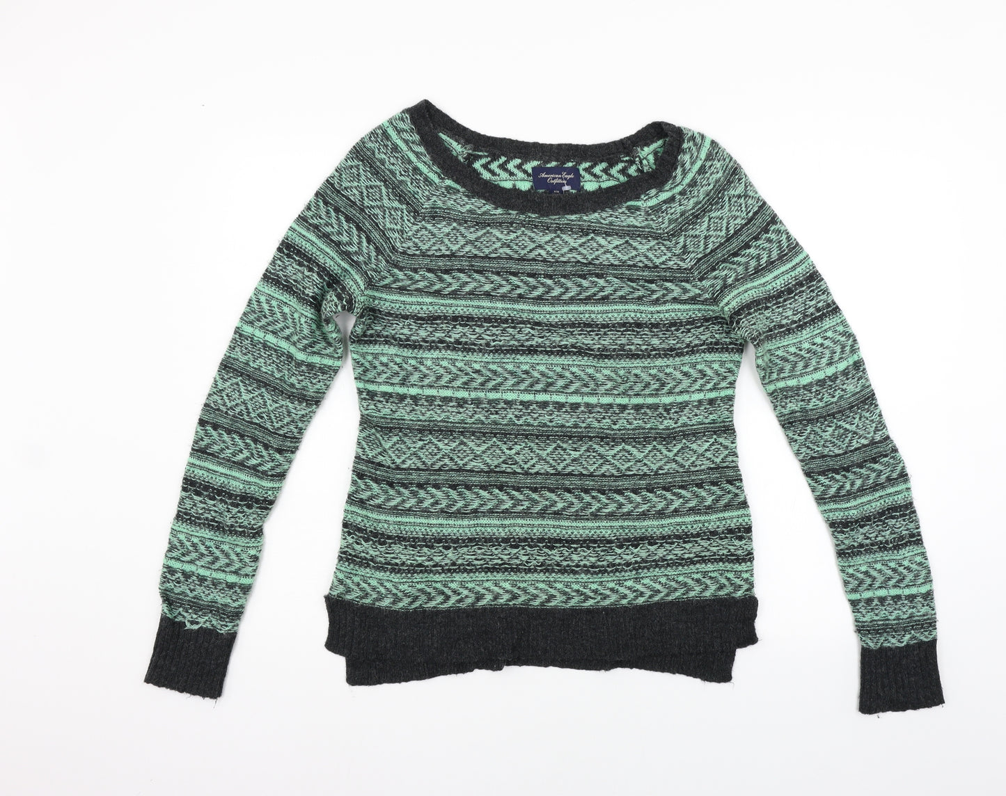 American Eagle Outfitters Womens Green Striped  Pullover Jumper Size M
