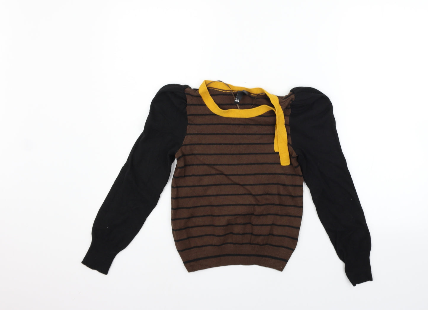 Divided Womens Black Striped  Pullover Jumper Size 6